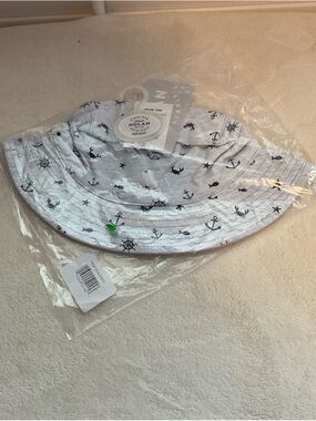 Nola Grey Nautical Print Baby Bucket Hat